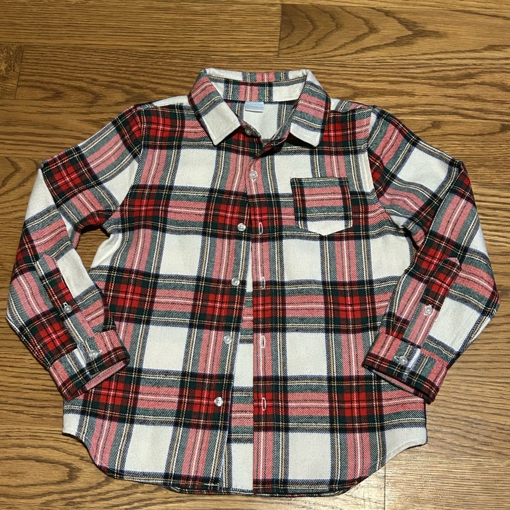 Edgehill Collection Red and White Plaid Kids Button Down‎ Shirt